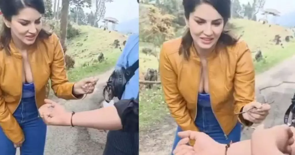 കുളയട്ടയെ കൈയിലെടുത്ത് സണ്ണി ലിയോണിന്റെ ധൈര്യപരീക്ഷണം; വൈറലായി വീഡിയോ