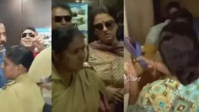 പവിത്രയ്ക്ക് ഒപ്പം കണ്ട നടന്‍ നരേഷിനെ ചെരുപ്പൂരി തല്ലാൻ ഒരുങ്ങി ഭാര്യ രമ്യ; വീഡിയോ