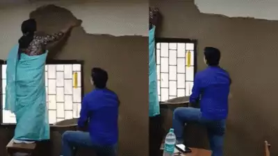 വേനല്‍ ചൂടിനെ പ്രതിരോധിക്കാന്‍ ക്ലാസ് റൂമിന്റെ ചുവരില്‍ ചാണകം പൂശി പ്രിന്‍സിപ്പല്‍; ഉന്നത പദവി കിട്ടാനുളള ഏക വഴിയെന്ന് പരിഹാസം