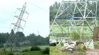 കോഴിക്കോട് ജില്ലയിൽ കാറ്റും മഴയും, നല്ലളത്ത് 110 കെ വി ലൈൻ ടവർ ചെരിഞ്ഞു; ഒഴിവായത് വൻദുരന്തം