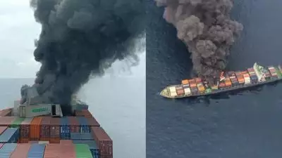 ചരക്ക് കപ്പലിലെ തീ നിയന്ത്രണ വിധേയമായില്ല; രക്ഷാ പ്രവർത്തനത്തിനായി കോസ്റ്റ് ഗാർഡ്, തീ അണക്കാൻ ശ്രമം