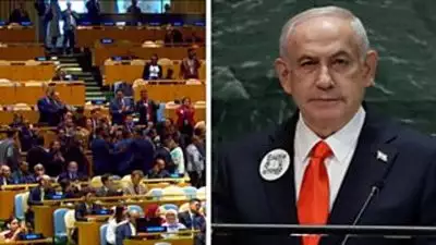 വേദിയിലേക്ക് കയറിയപ്പോൾ കൂക്കിവിളികൾ, ഐക്യരാഷ്ട്രസഭയെ അഭിസംബോധന ചെയ്ത് നെതന്യാഹു; പ്രതിഷേധിച്ച് ഇറങ്ങിപ്പോയി യുഎൻ പ്രതിനിധികൾ