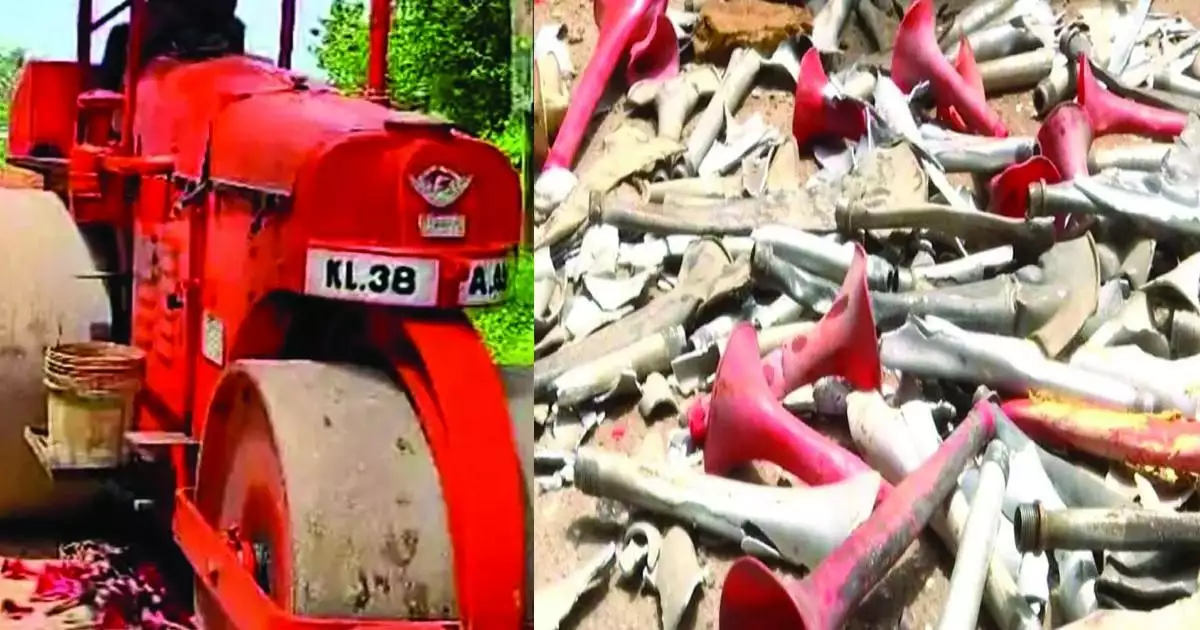 പൊലൂഷൻ സർട്ടിഫിക്കറ്റ് ഇല്ല; കൊച്ചിയിൽ പിടിച്ചെടുത്ത എയർ ഹോണുകൾ തകർത്ത റോഡ് റോളറിന് നോട്ടീസ് അയച്ച് എംവിഡി