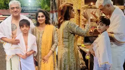 നെഞ്ചില്‍ ദേവീരൂപം, ഈ ടാറ്റൂ വന്നത് ഇങ്ങനെ..; പാലക്കാട് ക്ഷേത്രത്തില്‍ അജിത്തും ശാലിനിയും