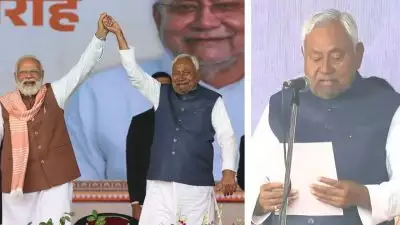 'ബിഹാര്‍ മുഖ്യമന്ത്രിയായി സത്യപ്രതിജ്ഞ ചെയ്‌ത്‌ നിതീഷ് കുമാർ'; സത്യവാചകം ചൊല്ലിക്കൊടുത്ത് ഗവര്‍ണര്‍ ആരിഫ് മുഹമ്മദ്ഖാന്‍