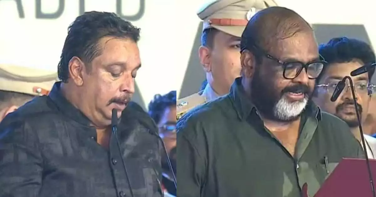 'ഇടത് മൂല്യങ്ങൾ കൈവിടാതെ സി പി ജോണും ഷിബു ബേബി ജോണും'; വിഡിഎസ് ക്യാബിനറ്റിൽ സഗൗരവം സത്യപ്രതിജ്ഞ ചെയ്ത് മന്ത്രിസഭയിലേക്ക്