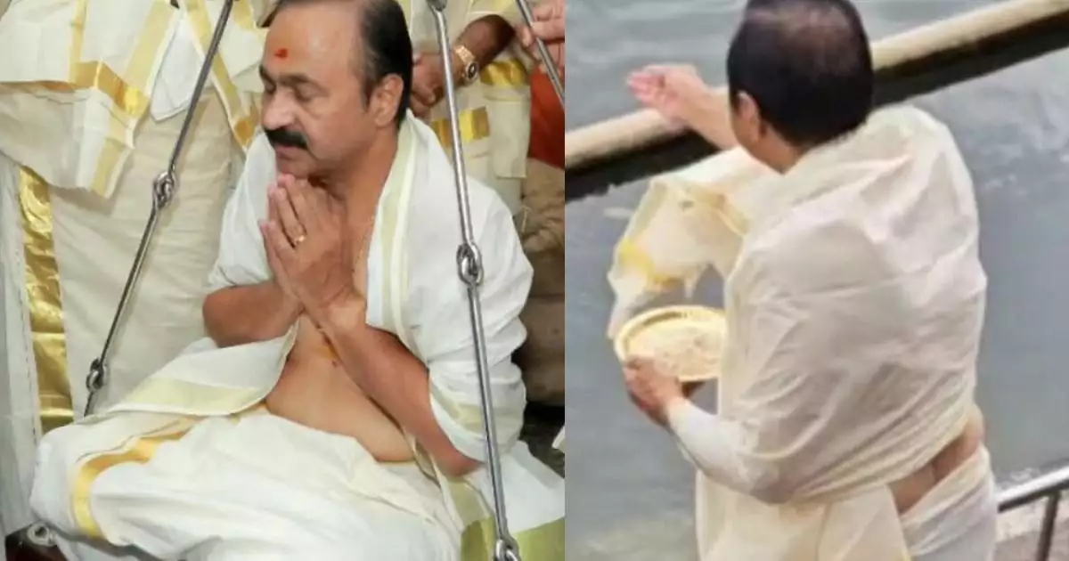 ഗുരുവായൂരിൽ വെണ്ണ കൊണ്ട് തുലാഭാരം, തൃപ്രയാറ് മീനൂട്ട്, കദളികുല, 101 വെടിവഴിപാട്; മുഖ്യമന്ത്രിക്കായി കോൺഗ്രസ് നേതാവിന്റെ ശയനപ്രദക്ഷിണവും