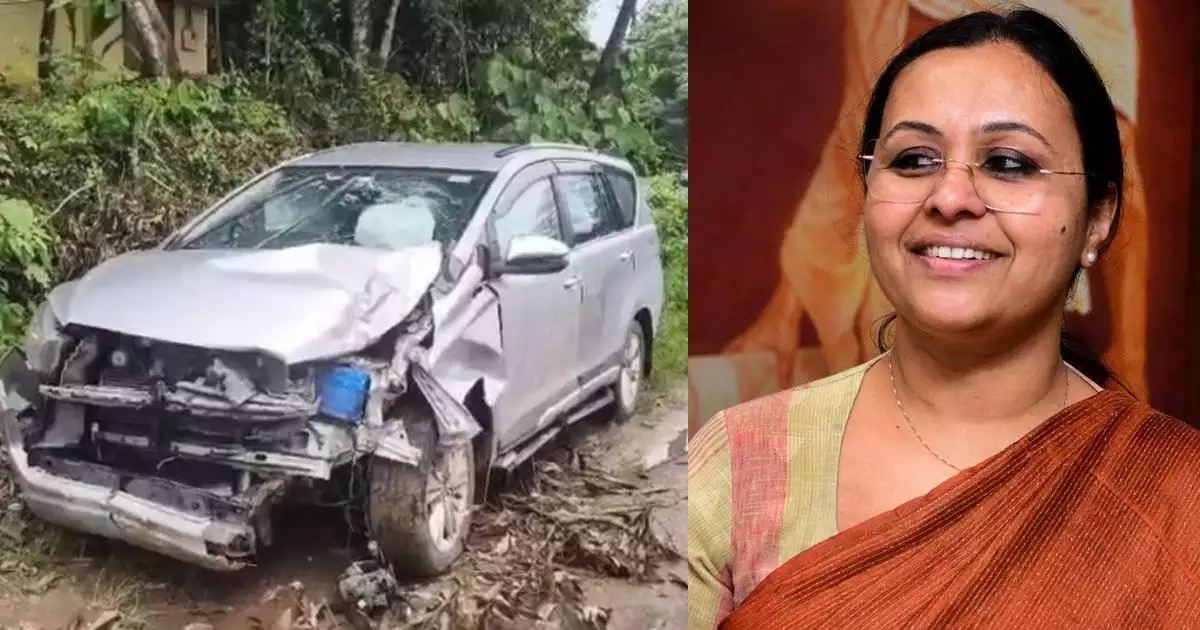 മുൻ മന്ത്രി വീണാ ജോർജും കുടുംബവും സഞ്ചരിച്ചിരുന്ന വാഹനം അപകടത്തിൽപ്പെട്ടു