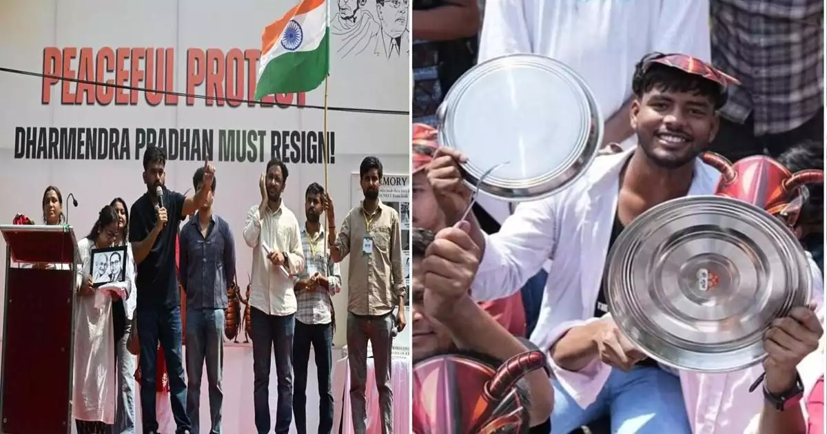 ധര്മേന്ദ്ര പ്രധാന് എന്നൊരു വൈറസ് വിദ്യാഭ്യാസ സംവിധാനത്തിലുണ്ട്, കോവിഡ് കാലത്തെ മോദിയുടെ പ്ലേറ്റും സ്പൂണും പ്രയോഗത്തെ പരിഹസിച്ച് സിജെപി പ്രതിഷേധം; പ്രധാന് രാജിവെയ്ക്കണമെന്ന് ആവശ്യം