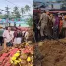കൊട്ടാരക്കര നീലേശ്വരത്ത് നിയന്ത്രണം വിട്ട ടിപ്പർ ലോറി ബസ് സ്റ്റോപ്പിലേക്ക് മറിഞ്ഞു; മൂന്ന് മരണം , രക്ഷാപ്രവർത്തനം തുടരുന്നു